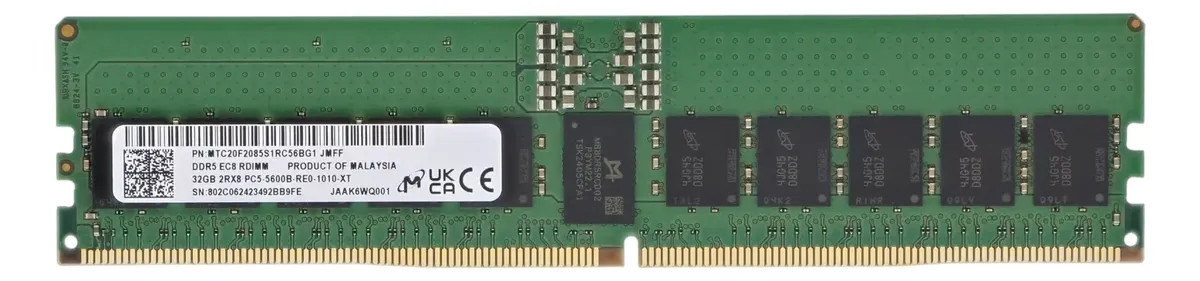 Memória MICRON 32GB 2RX8 DDR5-5600 RDIMM MTC20F2085S1RC56BG1 - Imagem 3