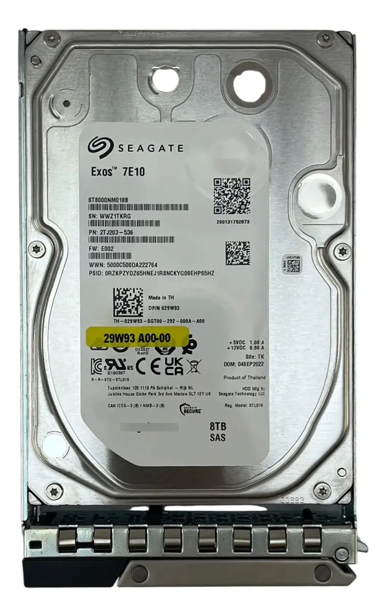 HD DELL Exos 7E10 8TB 7.2K 3.5 SAS 12GBPs 029W93 29W93 NOVO - Imagem 2