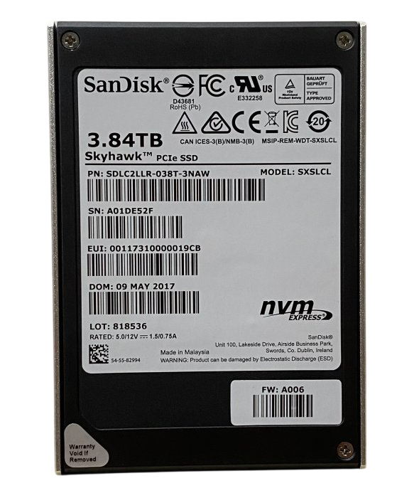 SSD Sandisk 3.84TB NVMe U.2 PCIe 3.0 2,5 SDLC2LLR-038T NOVO - Imagem 2