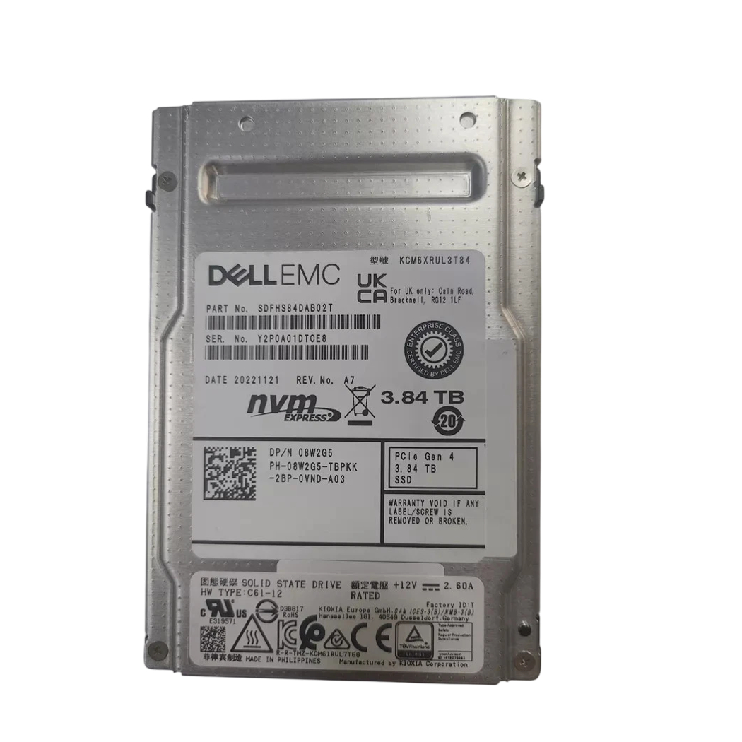 SSD DELL 3.84TB PCIe 4.0 U.2 2,5 NVMe 08W2G5 8W2G5 NOVO - Imagem 2