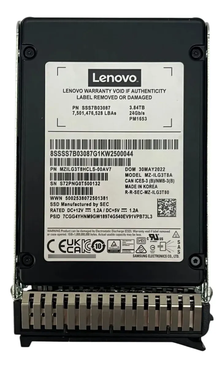 SSD Servidor Lenovo 3.84TB 2,5 24GB SAS Sr630 Sr650 V2 V3 V4 - Imagem 2